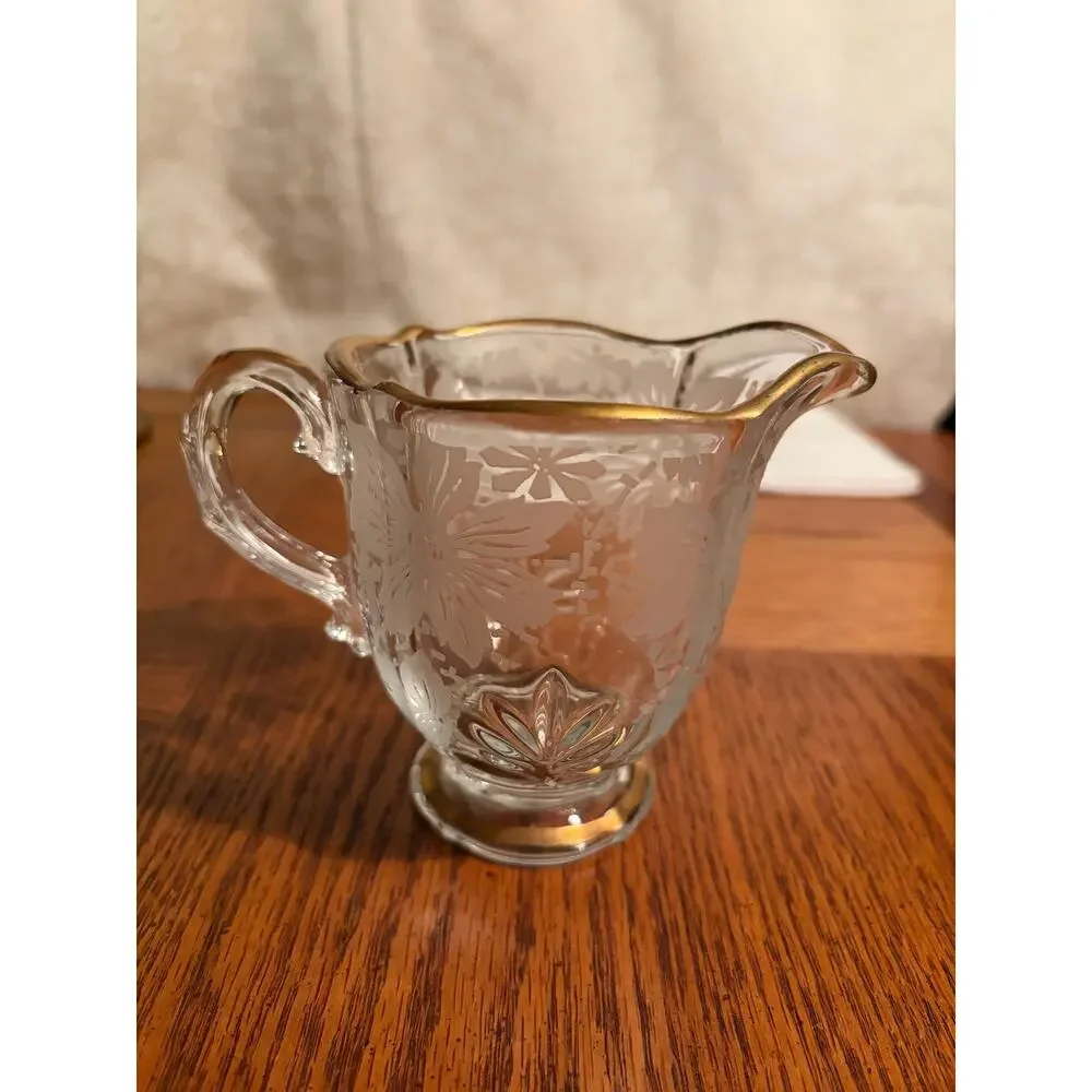 Fostoria American Etched Glass Creamer & Sugar Set | Elegant‎ Grandmillennial